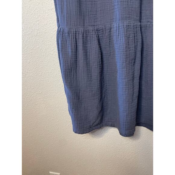 Universal Thread Cotton Gauzy Tank Tiered Navy Blur Mini Dress W/ Pockets Small - Picture 4 of 12